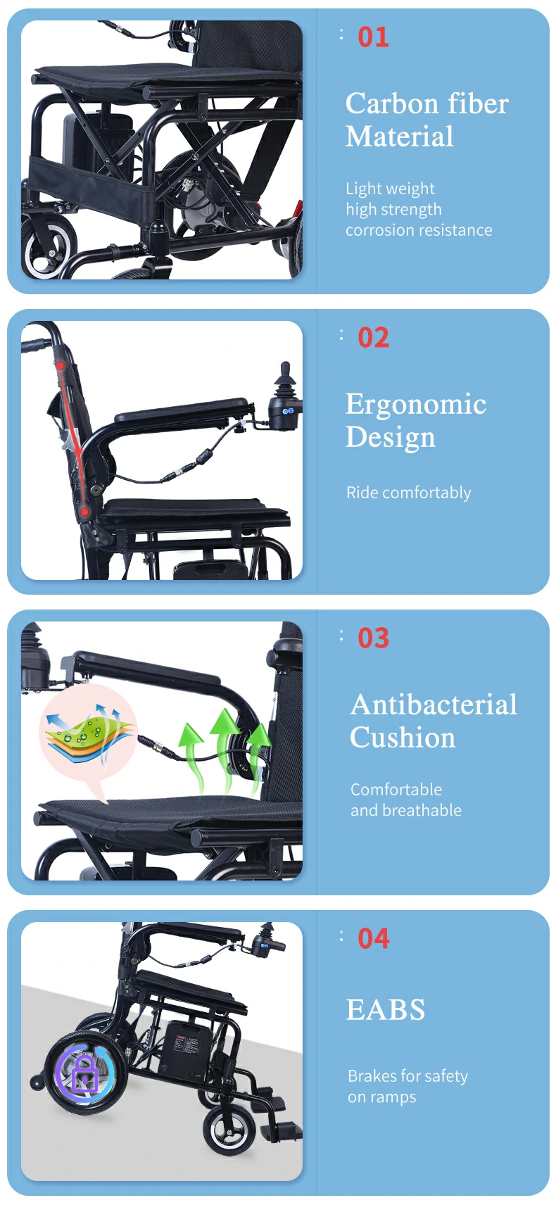 RC High Strength Carbon Fiber Electric Wheelchair N3901