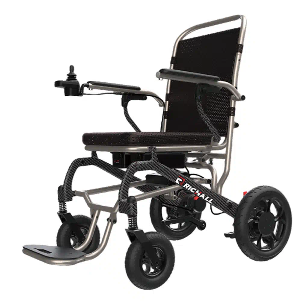 RC-W3501 Carbon &aluminum Electric Wheelchair It is a carbon-aluminum fiber integrated electric wheelchair, which is much lighter than the general all-aluminum electric wheelchair. Is a very cost-effective electric wheelchair Double motor (ABLDC Motor) 24V*200W *2SETS Lithium battery :24V*10AH*2PCS（ You can take it on the plane loading capacity :136kg N.W:20KG Overall width 620mm overall length 1030mm over height 980mm front wheelsize 8“solid tyre rear wheel siz 12”solid tyre speed ≤6km/h travel distanc ≥20km