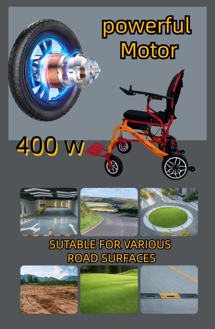 RC-- lightweight foldable electric wheelchair Aluminium Alloy Folding Electric Wheelchair for Disabled Electric Wheelchair