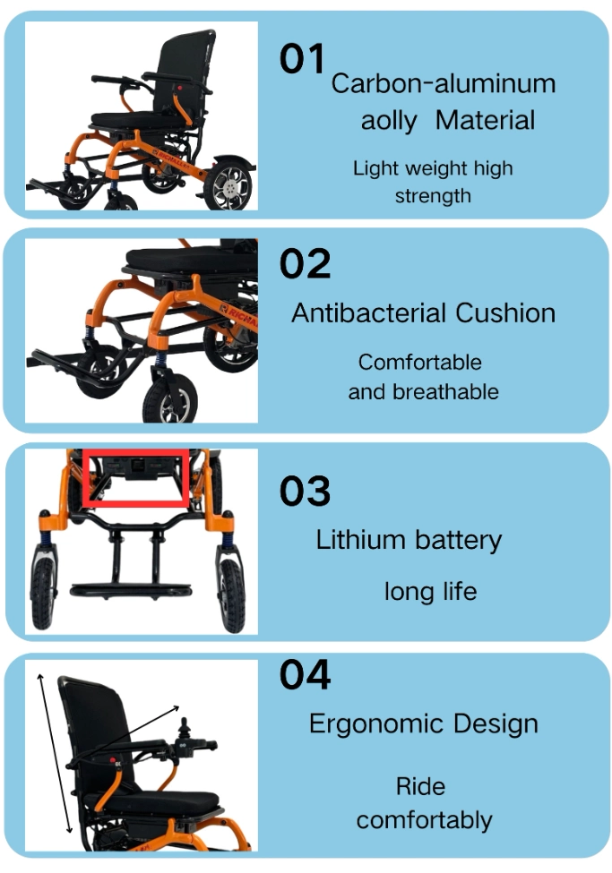 RC-- lightweight foldable electric wheelchair Aluminium Alloy Folding Electric Wheelchair for Disabled Electric Wheelchair4